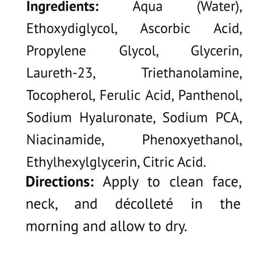 Vitamin C, B, E + Ferulic Antioxidant Serum, USA Made