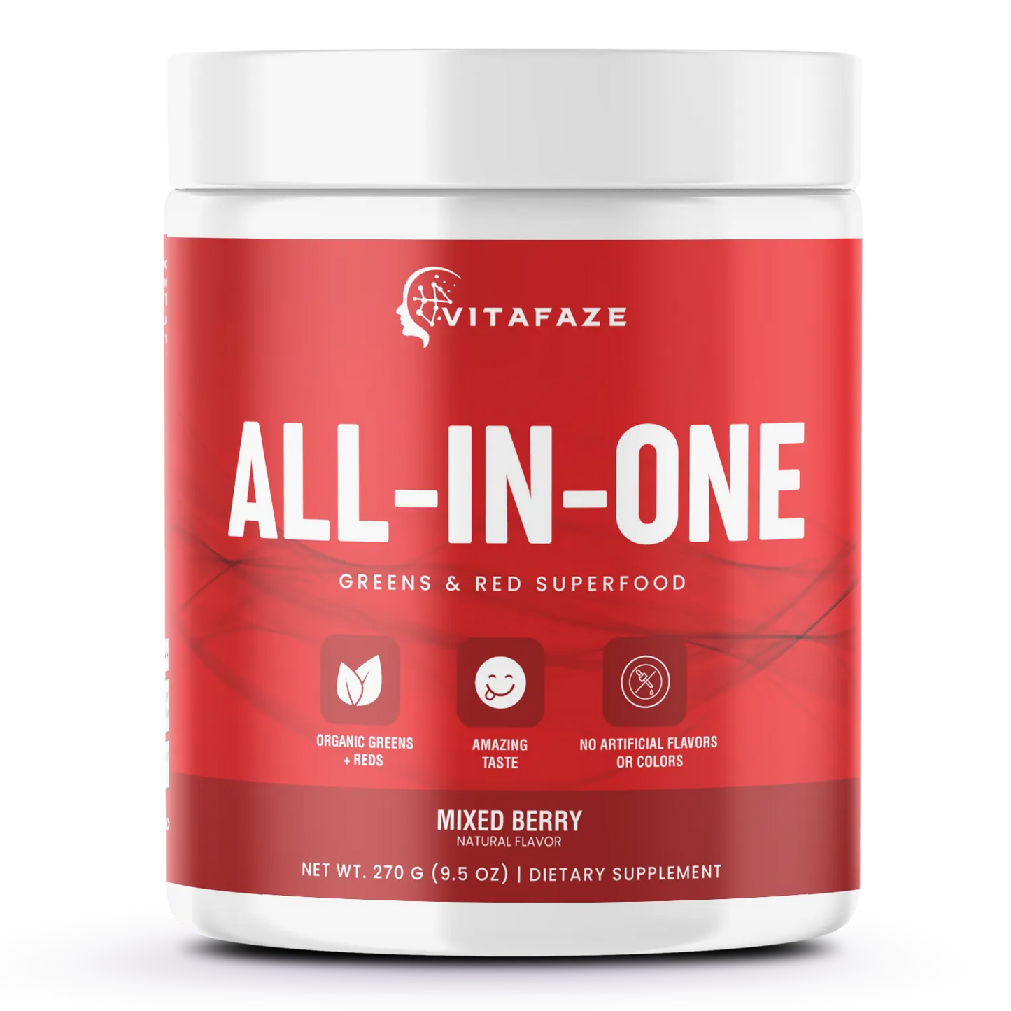 All - In/One Greens & Red SuperFood + Immune 270g Mixed Berry w/Natural Flavo