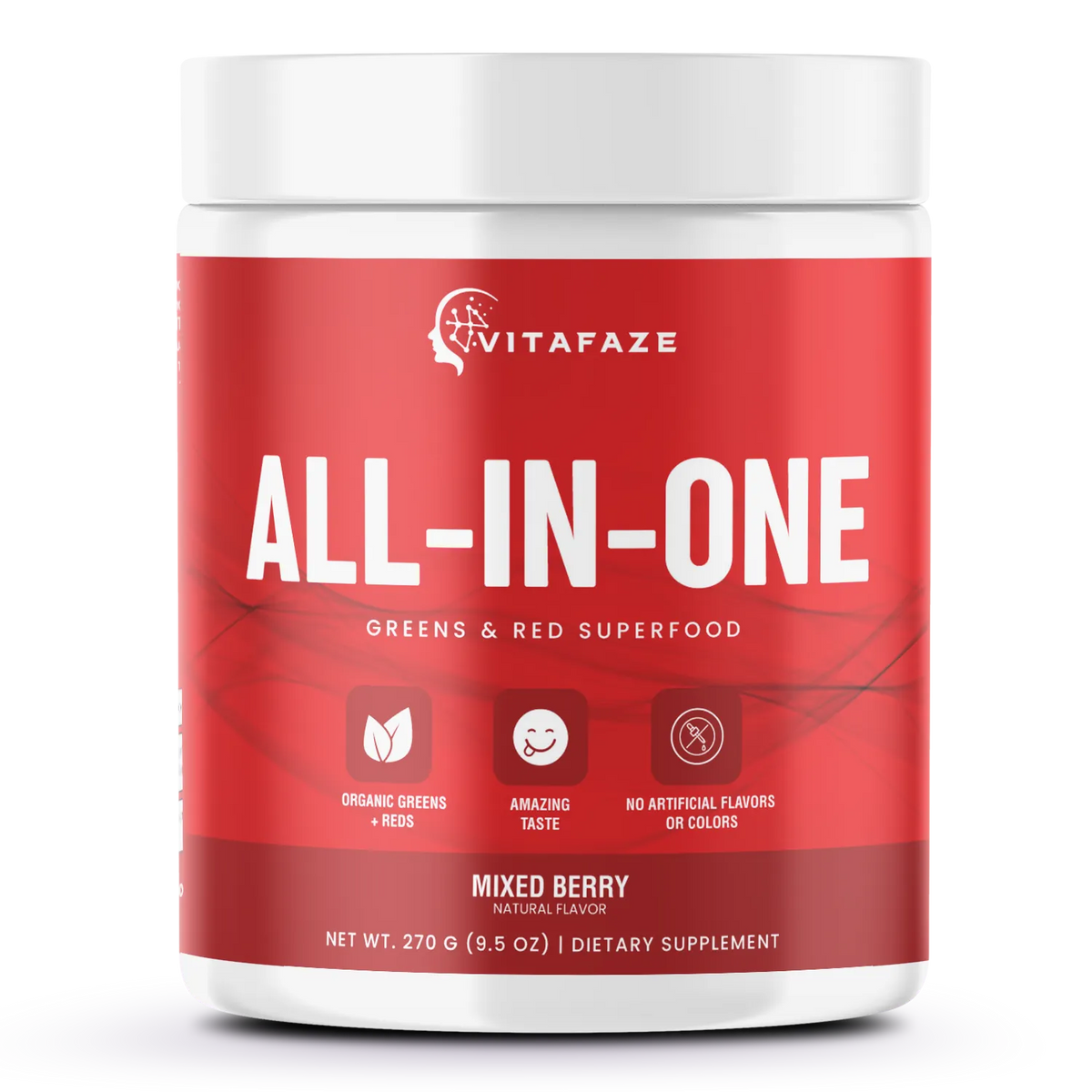 All - In/One Greens & Red SuperFood + Immune 270g Mixed Berry w/Natural Flavo