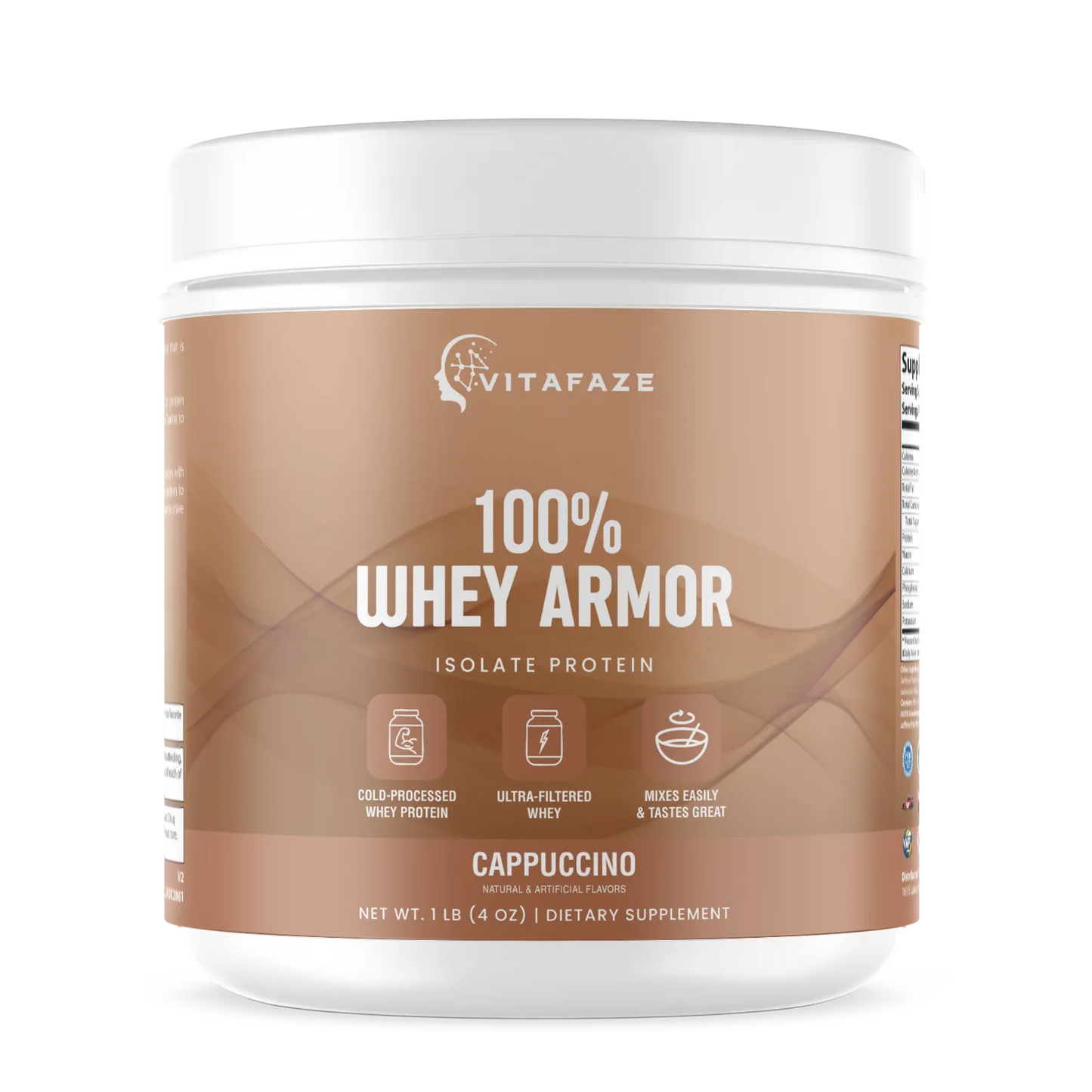 1lb 100% Whey Armor Isolate Protein Cappuccino