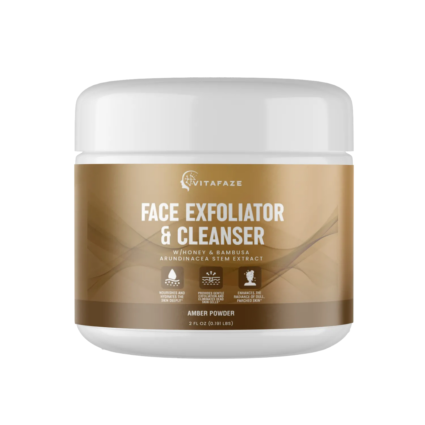 Face Exfoliator & Cleanser w/Honey & Bambusa Arundinacea Stem Extract, USA Made, Clean
