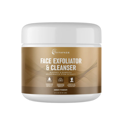 Face Exfoliator & Cleanser w/Honey & Bambusa Arundinacea Stem Extract, USA Made, Clean